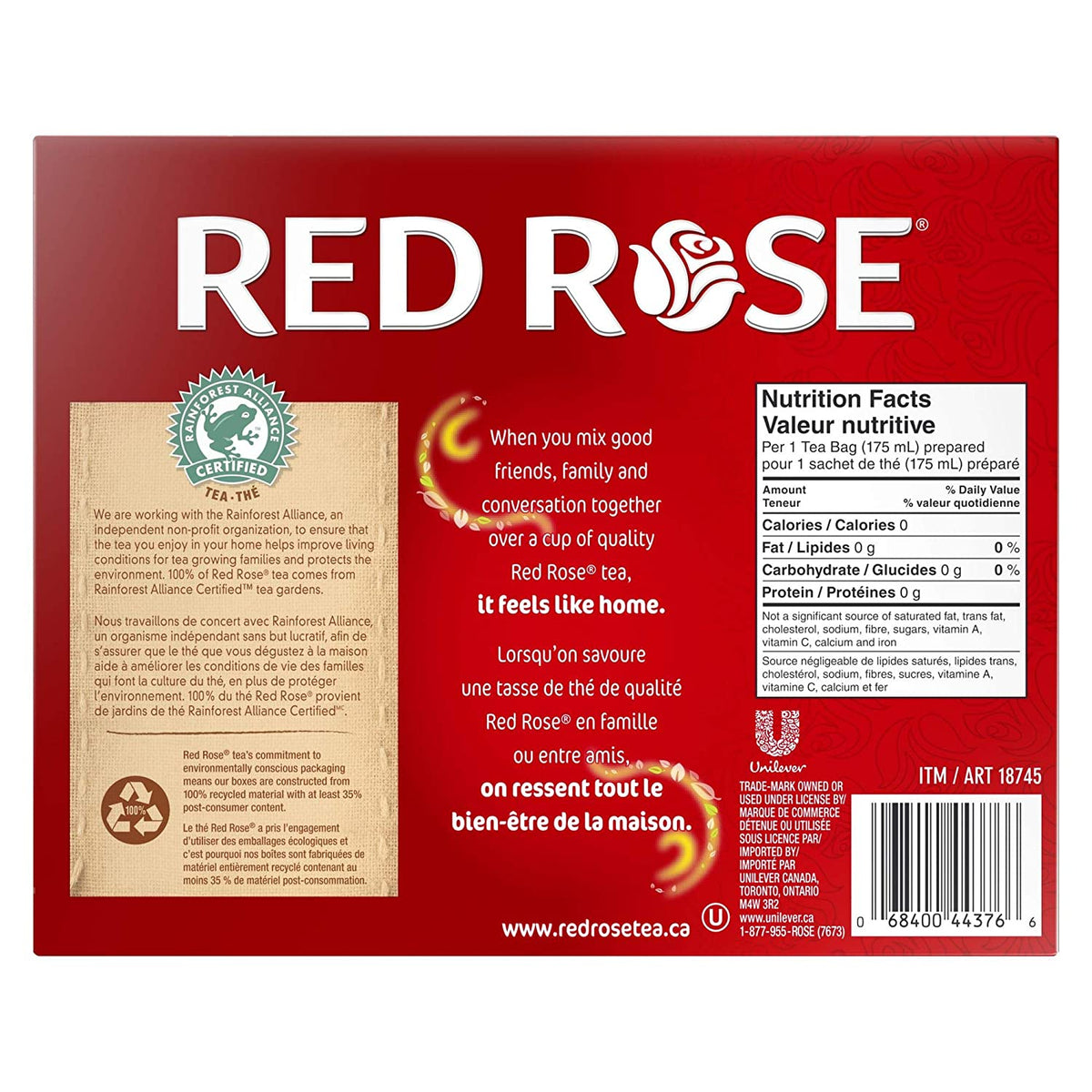 Red Rose Orange Pekoe Tea 216 Count Bags Pantry Canada