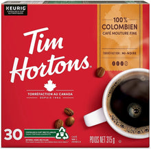 Load image into Gallery viewer, Tim Hortons Colombian Coffee 30 Single Serve Keurig K-Cup Pods Dark Medium Roast
