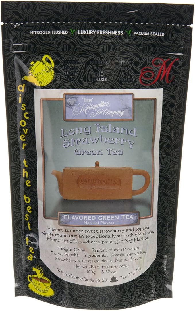 Long Island Strawberry Flavored Loose Green Tea Pack 100g