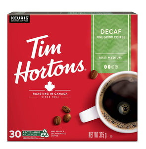 Tim Hortons Decaf Medium Roast Coffee 30 Count Keurig K Cups