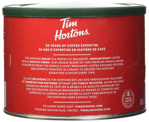 Tim Hortons Decaf Original Blend Ground Coffee 640g/1.4lb Can