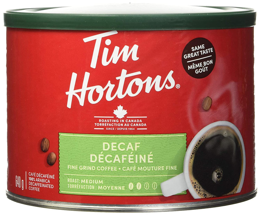 Tim Hortons Decaf Original Blend Ground Coffee 640g/1.4lb Can