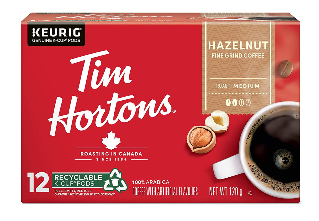 Tim Hortons Hazelnut Medium Roast Coffee Keurig 12 Pack K-Cups