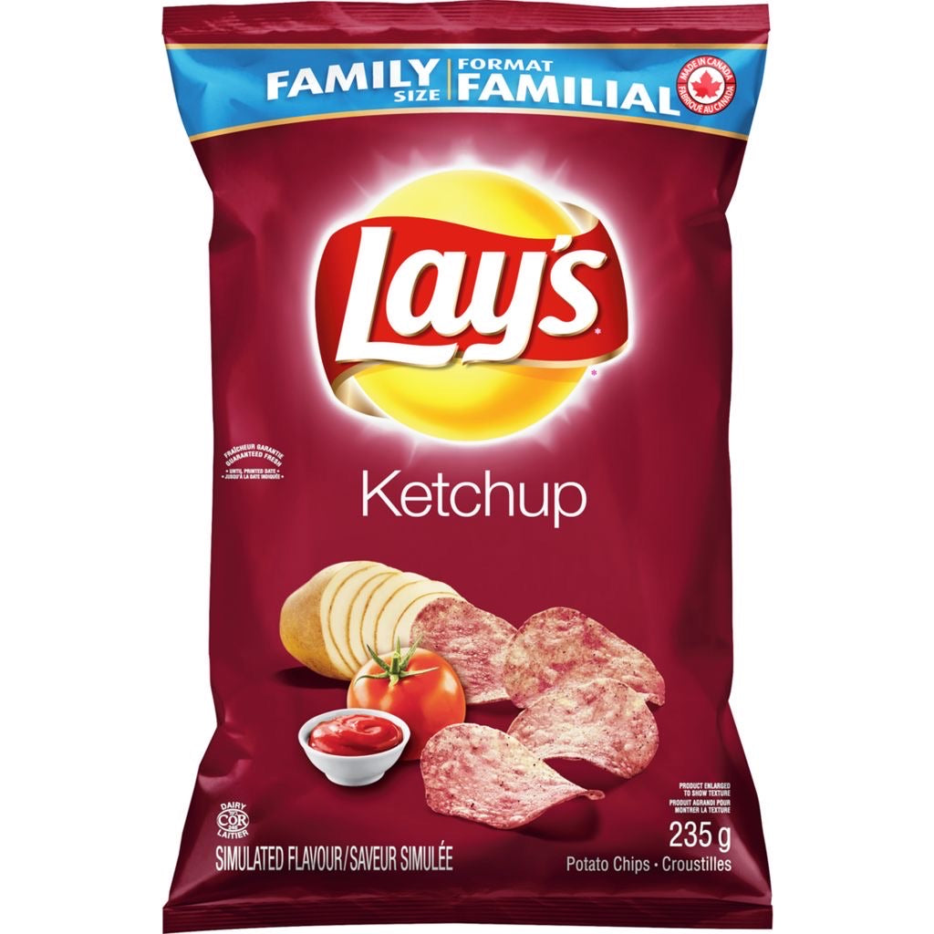 Lays Ketchup Potato Chips 235g Family Size Bag