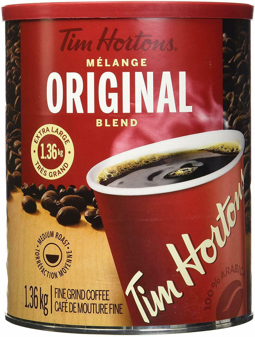 Tim Hortons Original Roast Ground Coffee 1.36kg/3lb Can